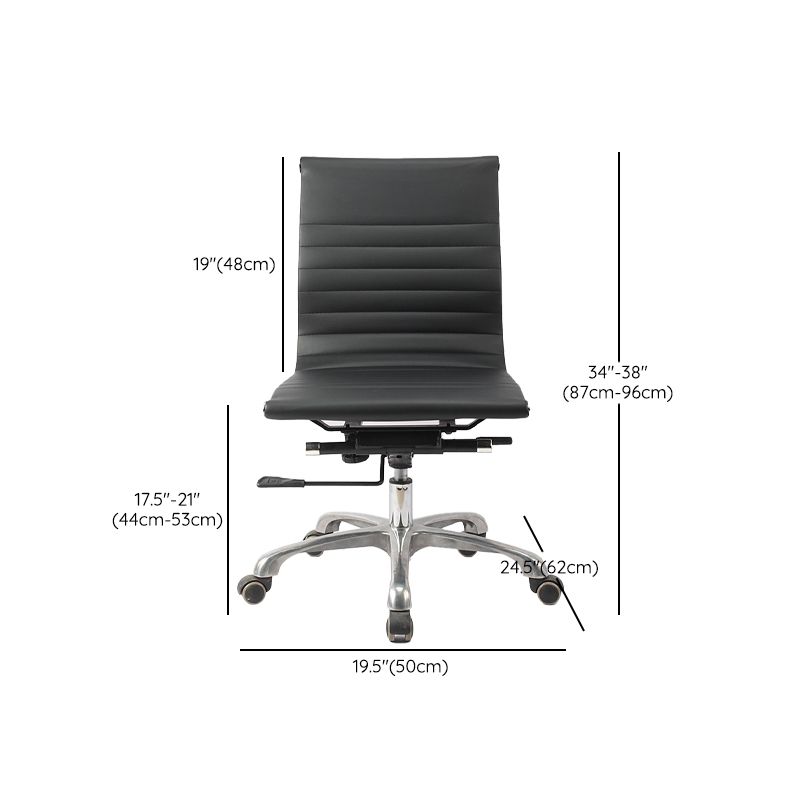 Modern Black Office Chair Adjustable Seat Height Faux Leather Desk Chair with Wheels