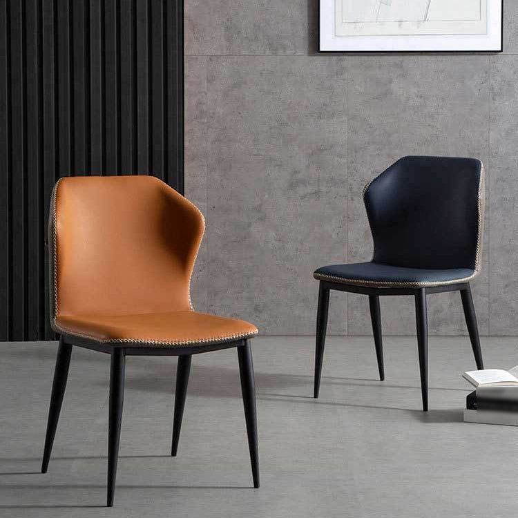 Armless Dining Chairs Contemporary Faux Leather Side Chairs for Dining Room