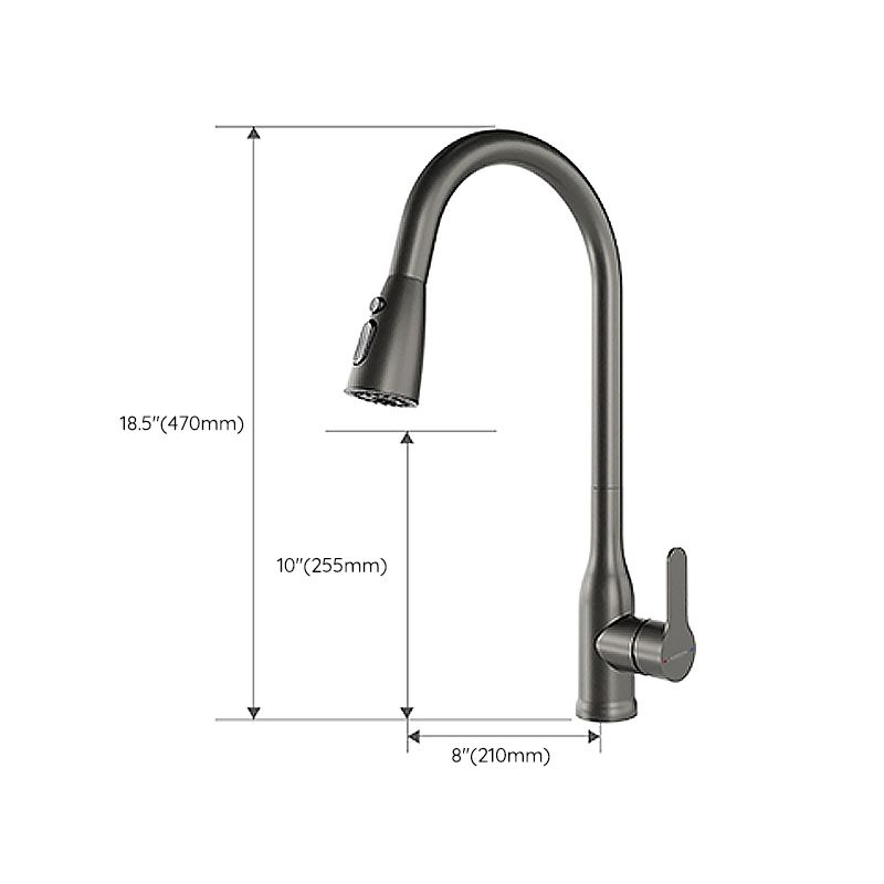 Contemporary Single Handle Kitchen Faucet Pull Out 1 Hold Bar Faucet with No Sensor