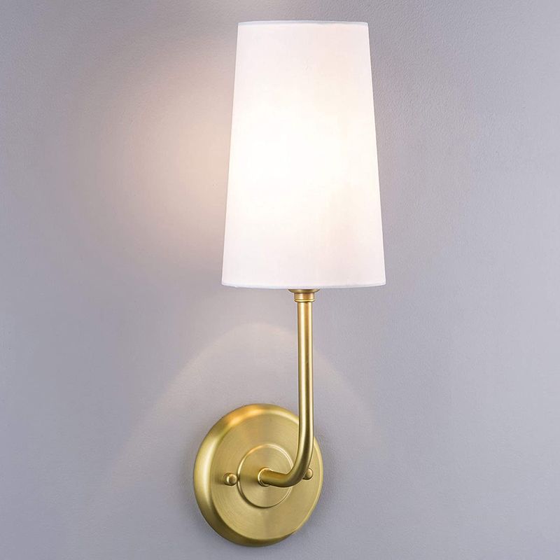 Modern Metal Wall Sconce Cone Shape Vanity Lamp with Fabric Shade