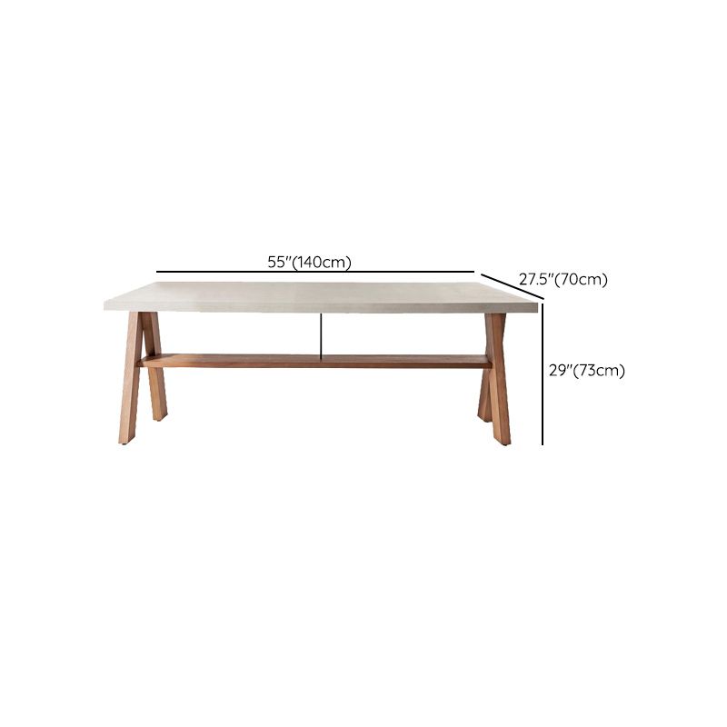 Outdoor Rectangle Stone Top Patio Table Modern Solid Wood Frame Patio Table