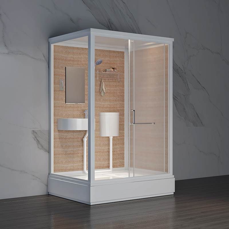 Rectangle Tempered Glass Shower Stall Frosted Semi-Frameless Shower Stall