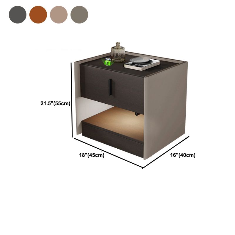 Modern Faux Leather Nightstand 1/2 - Drawer Nightstand with Open Storage