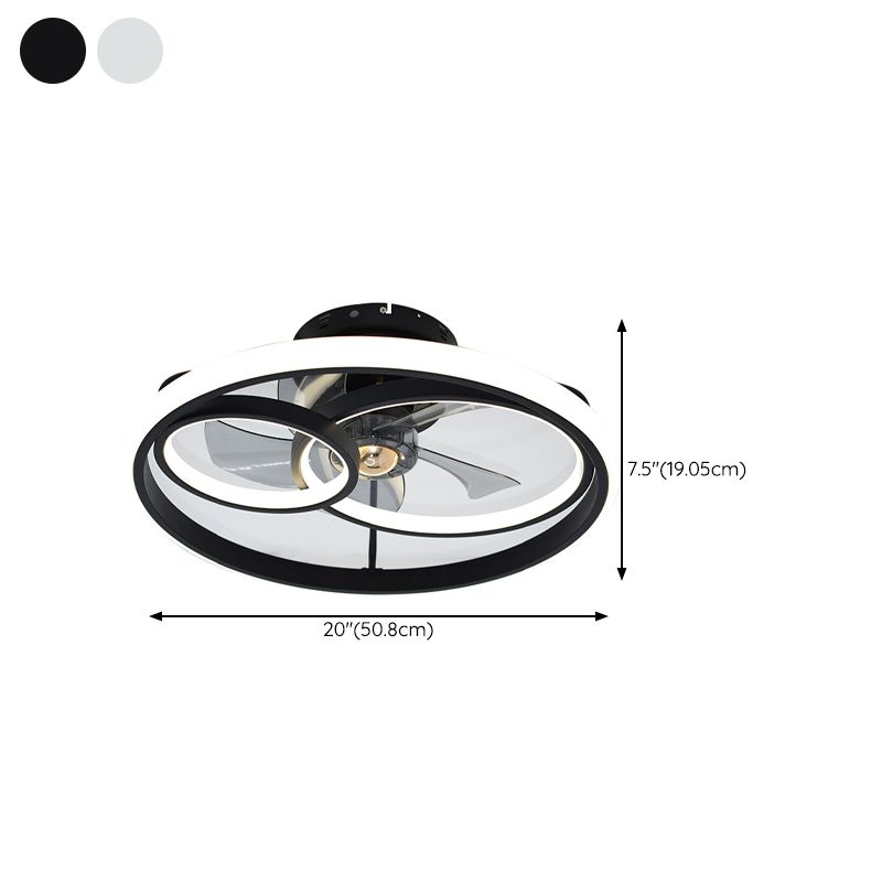 Metal Round Shape Ceiling Fan Modern Style 3 Lights Ceiling Fans Fixtures