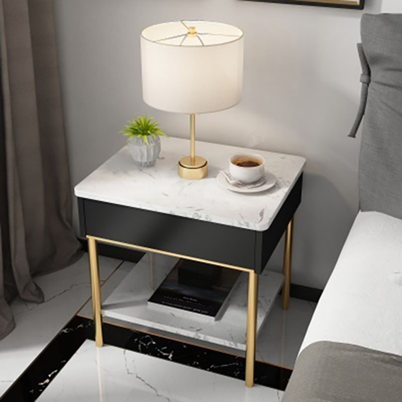 19.69" Tall 1-shelf Bedside Cabinet Stone Night Table with Legs