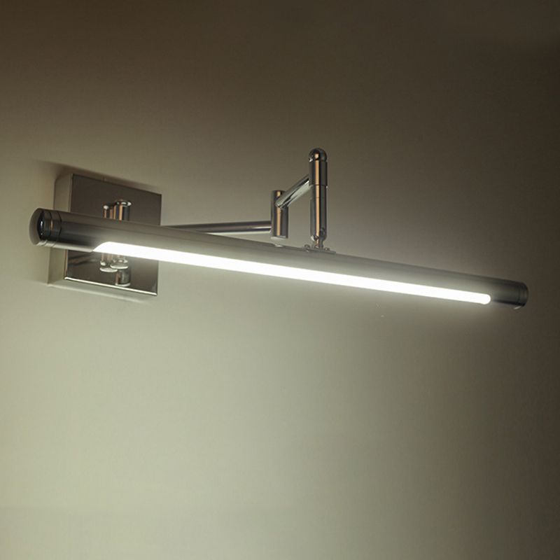 1-licht lineaire spiegelwandverlichting moderne stijl metalen wandgemonteerd licht in zilver