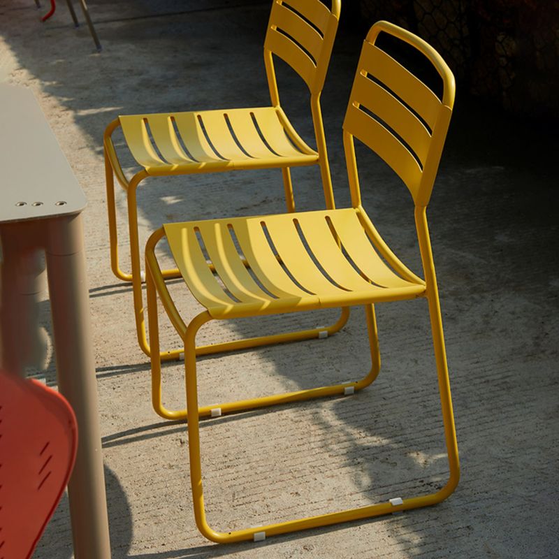 Glam Style Metal Side Chair Ladder Back Dining Chair for Patio