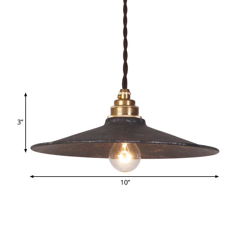 Assicatore sfogliato a pendente soffitto Light Warehouse Style Shone 1 Light Light Antique Black Hanging Lampada