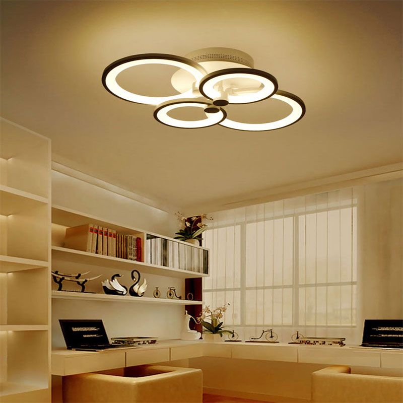 Circle Metal LED Starburst Flush Mount Modern Style Ceiling Light Fixture for Living Room