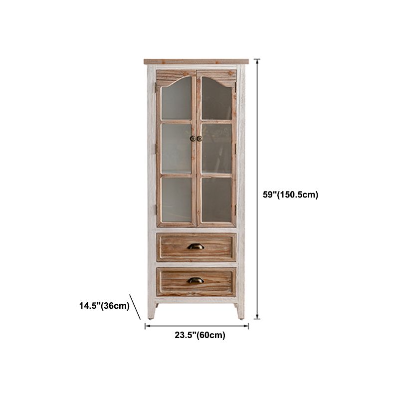 Traditional Wood Display Stand Glass Doors Display Cabinet with Door for Bedroom