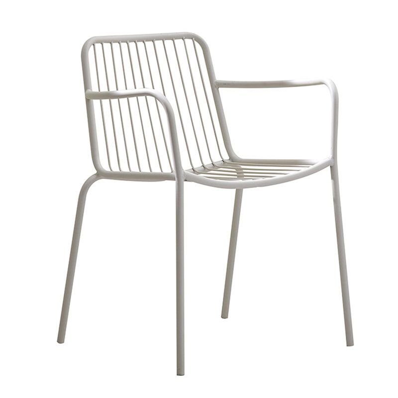 Modern Metal Patio Dining Chairs Open Back Stacking Armchair