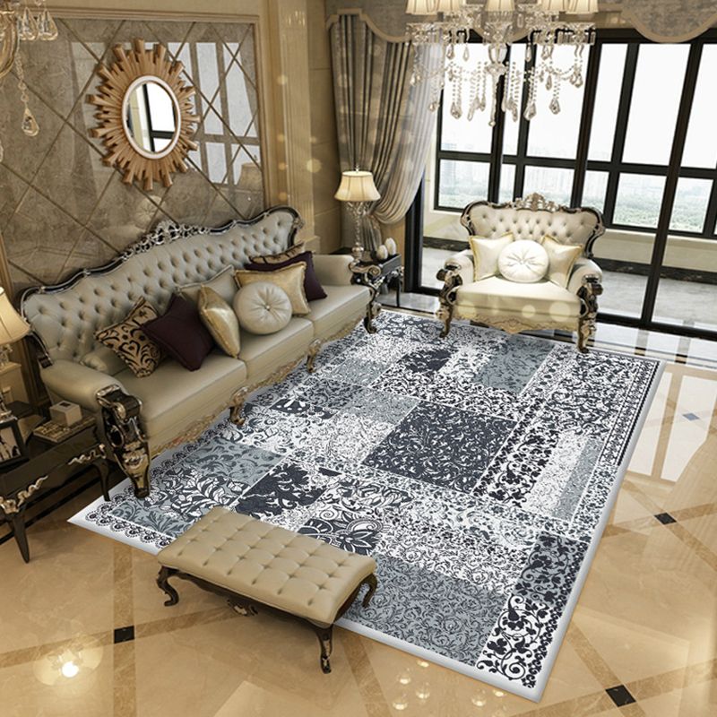 Tapis intérieur traditionnel polyester conception florale tapis de tapis résistant des taches pour la décoration intérieure