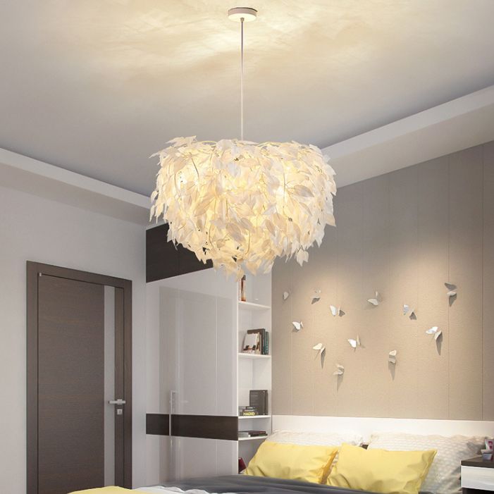 Sphère plume lustre pendentif léger chambre contemporaine luminaire en suspension