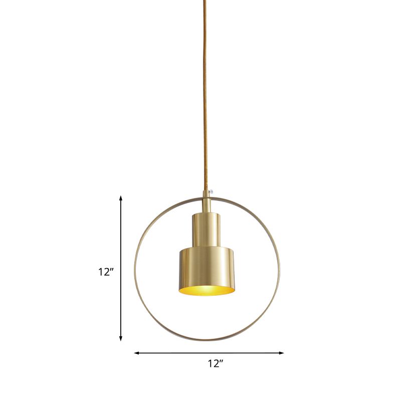 1-licht 2-laags Tube Down Lighting Colonial Brass Finish Metallic Hanging Lamp Kit met ring