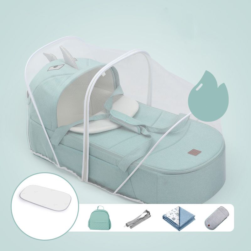 Portable Metal Bassinet Oval Moses Basket in Green for Newborn