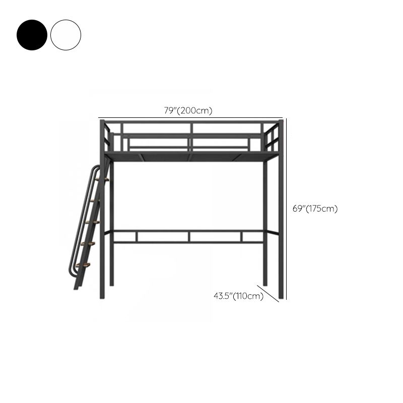 Modern Loft Bunk Bed Open Frame Metal Standard Bed with Wood Accent