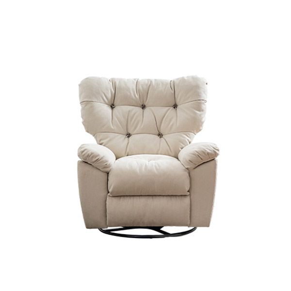 Swivel Rocker Standard Recliner Solid Color Faux Leather Recliner Chair with Tufted Back