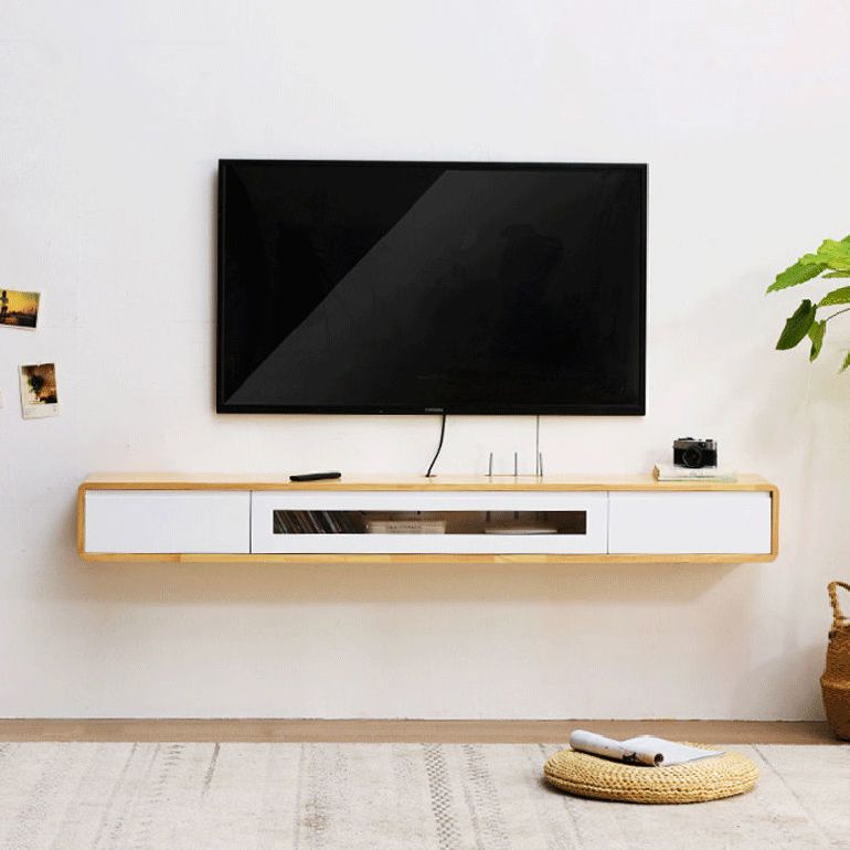 Contemporary TV Stand , Solid Wood TV Console with Drawers and Cabinet