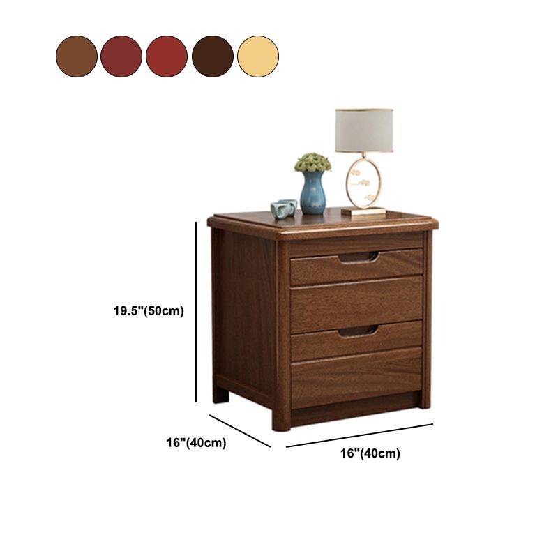 Solid Wood Bedside Table 20" Tall 2-Drawer Night Table in Walnut