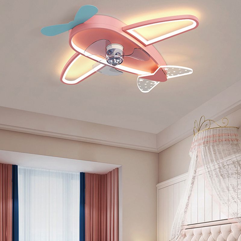 Modern Airplane Ceiling Fan Light Metal 3 Light LED Ceiling Fan for Kid's Room