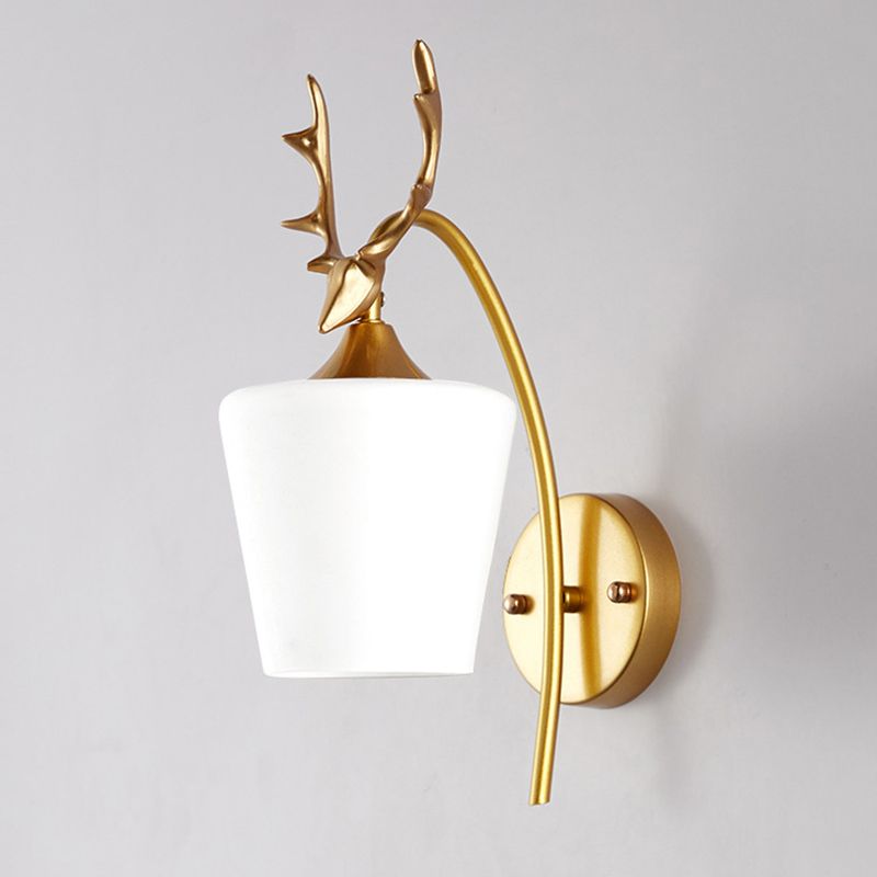 Nordic Style Vanity Light Antler Shape Vanity Lamp with Glass Shade for Living Room