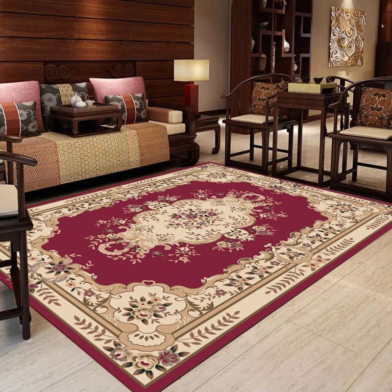 Olden Floral Patterned Rug Multi Color Synthetics Area Rug Non-Slip Backing Pet Friendly Carpet for Parlor