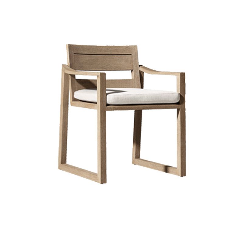 Contemporary Natural Patio Dining Chair with UV Protective Finish Cushion