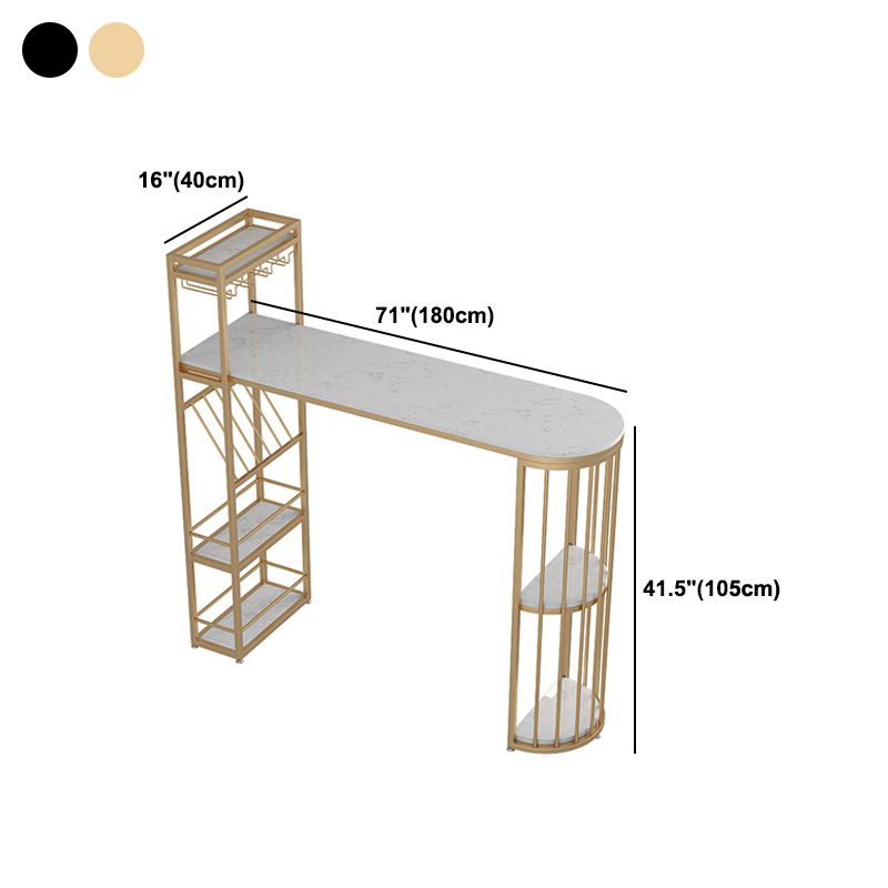 Living Room Pub Height Dining Table Marble Modern Bistro Table with Wine Rack