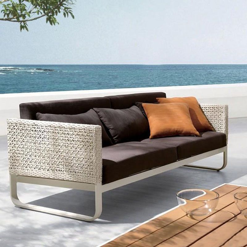 Modern Metal Frame Outdoor Sofa Water / Mildew / UV Resistant Patio Sofa