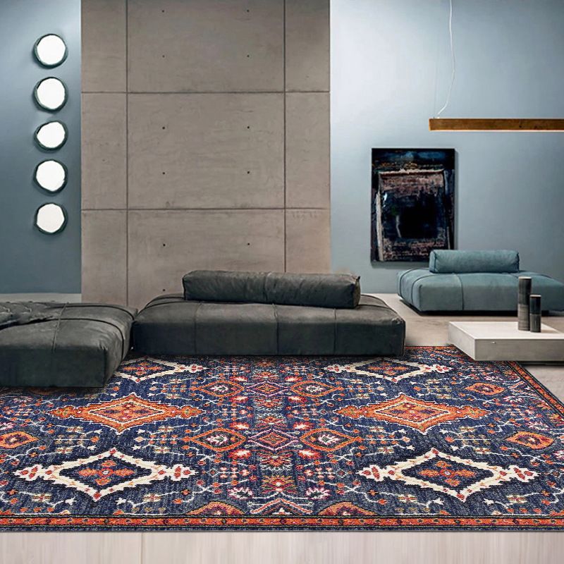 Tapis traditionnel de médaillon tapis de polyester marocain tapis de tapis résistant à la tache pour le salon