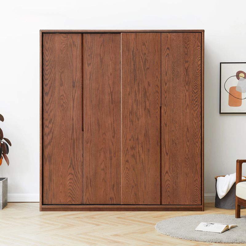 Solid Wood Wardrobe Modern Walnut Armoire Cabinet for Bedroom