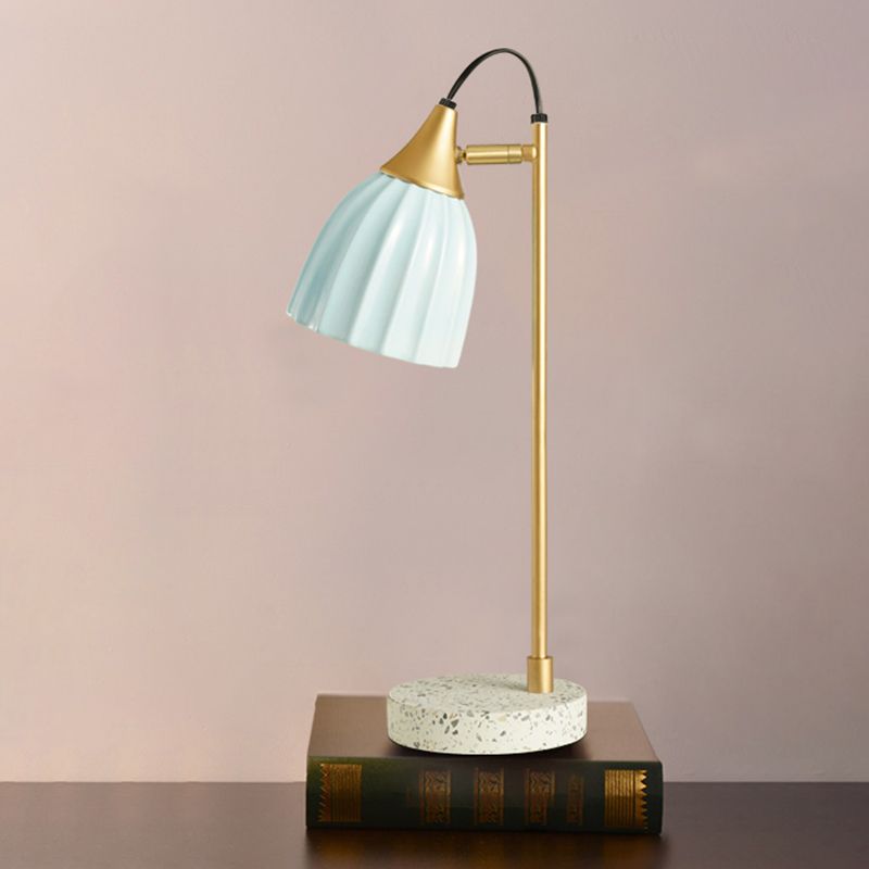 Porcelain Dome Desk Lamp Kids Style 1 Light Night Lighting with Adjustable Joint Design in Pink/Blue/Green