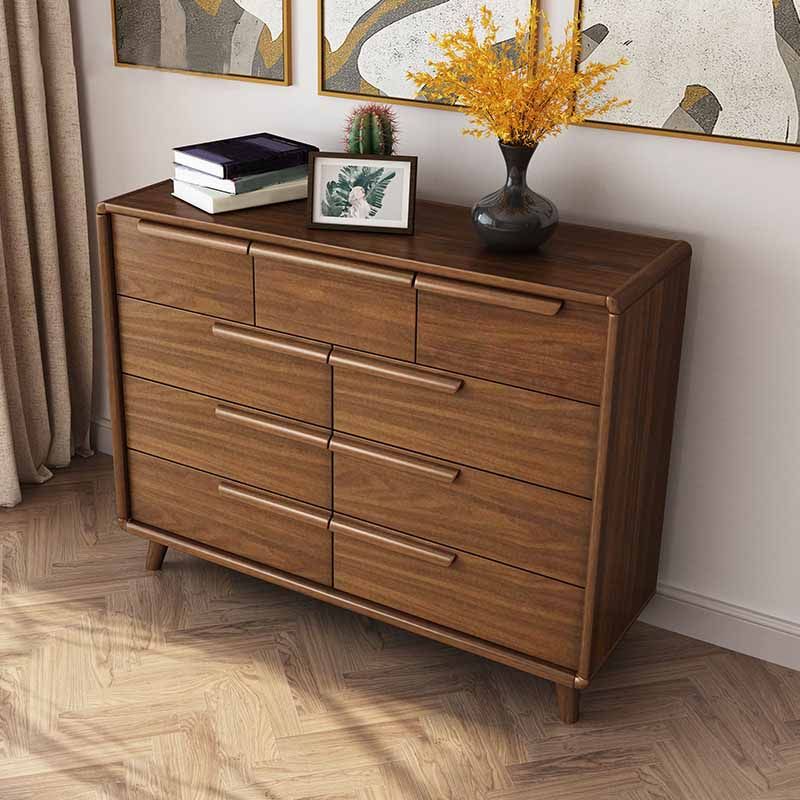 Traditional Rubber Wood Dresser Bedroom Storage Chest Dresser with Drawer