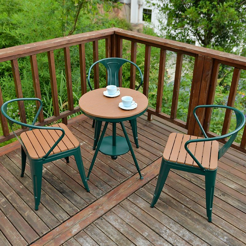 Industrial 1/3/4 Pieces Metal Dining Set Reclaimed Wood Table Set for Outdoor