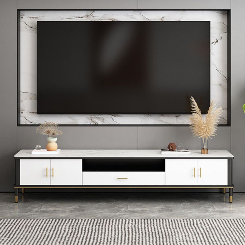 Contemporary TV Media Console Stone TV Stand Console with Drawer