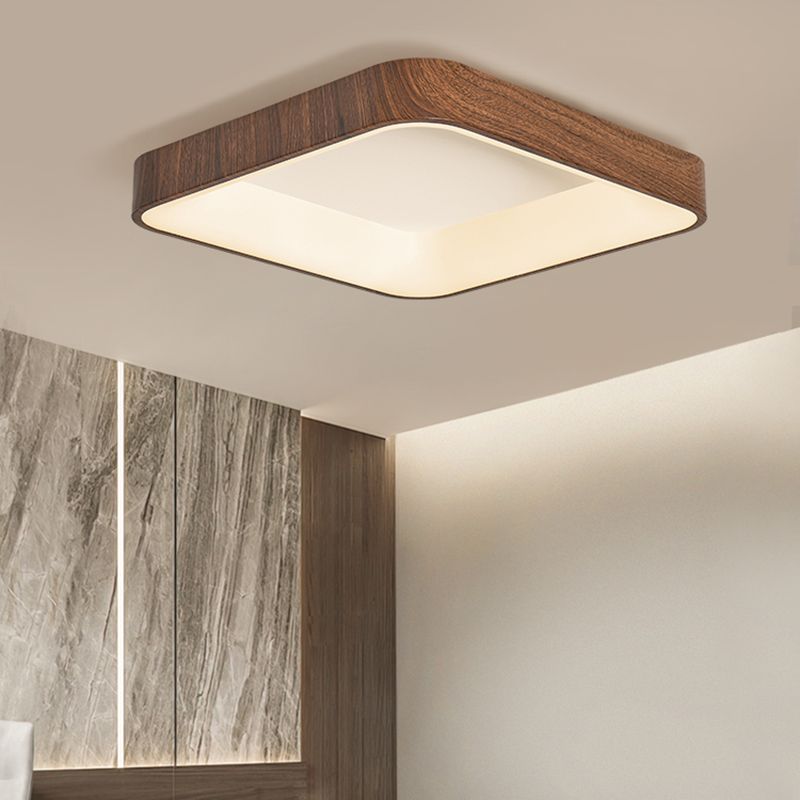 Geometry Shape LED Ceiling Lamp Modern Wood 1 Light Flush Mount for Bedroom Study