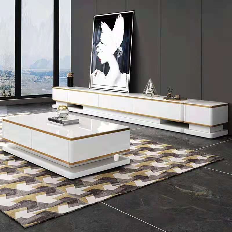 Glass Top Media Console for Living Room Glam Polish Finish TV Media Stand