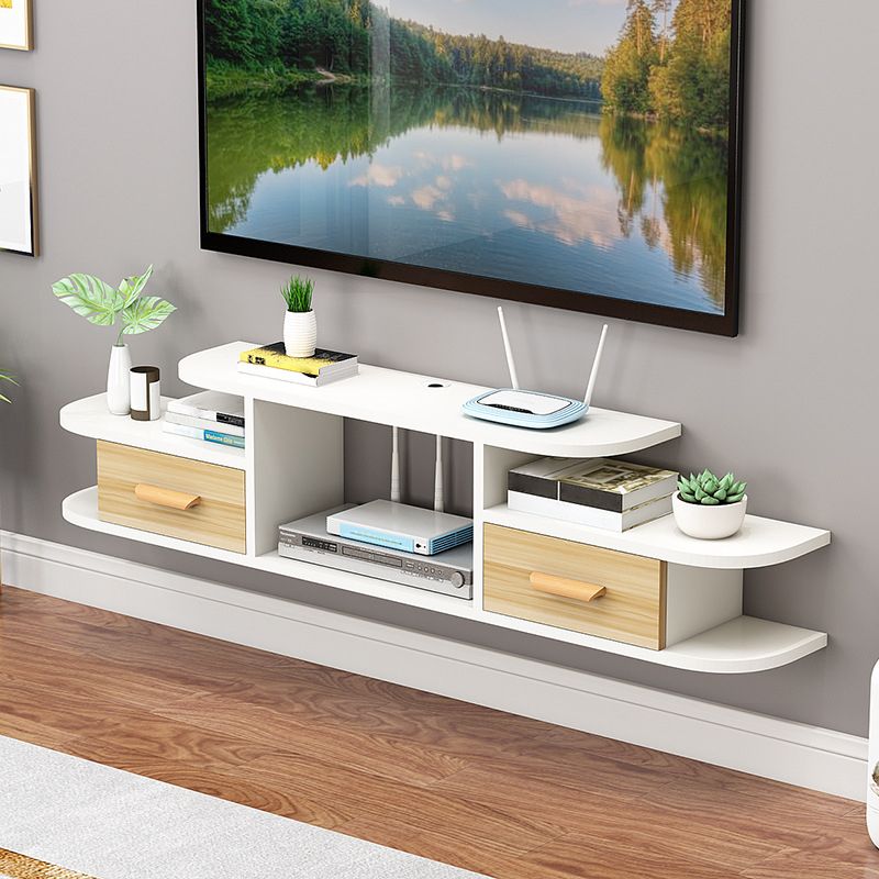 Modern Faux Wood TV Stand Console Wall-mounted TV Media Stand for Living Room