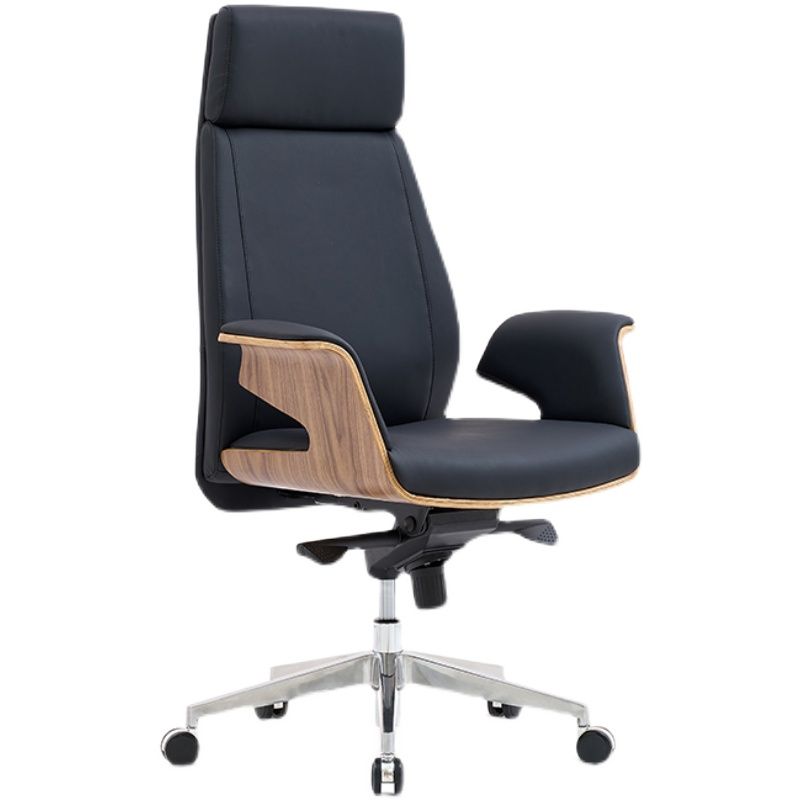 Modern Armless Office Chair Leather Adjustable Seat Height Desk Chair with Wheels