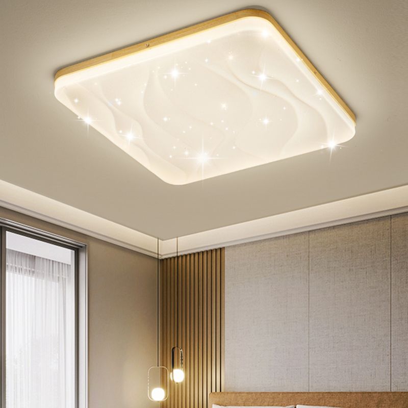 Contemporary Flush Light Wooden LED Ceiling Lighting for Bedroom