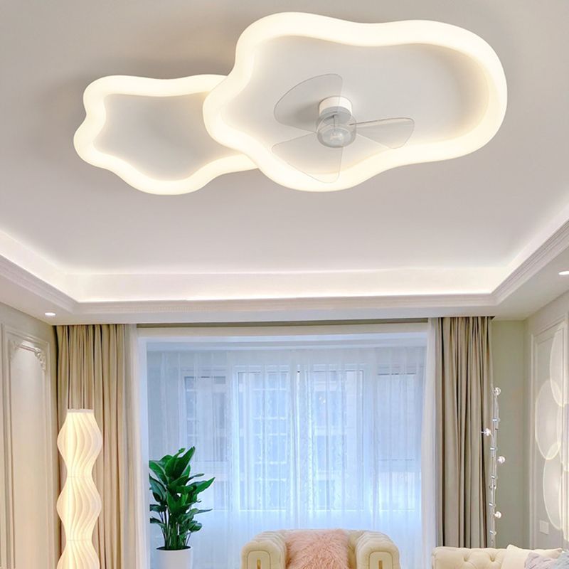 Modernism 1/2-Light White Ceiling Fan Lamp Unique LED Acrylic Ceiling Fan Light