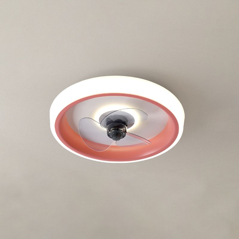 Modern Concise LED Ceiling Fan Light Wrought Iron Circular Flush Mount with Acrylic Shade