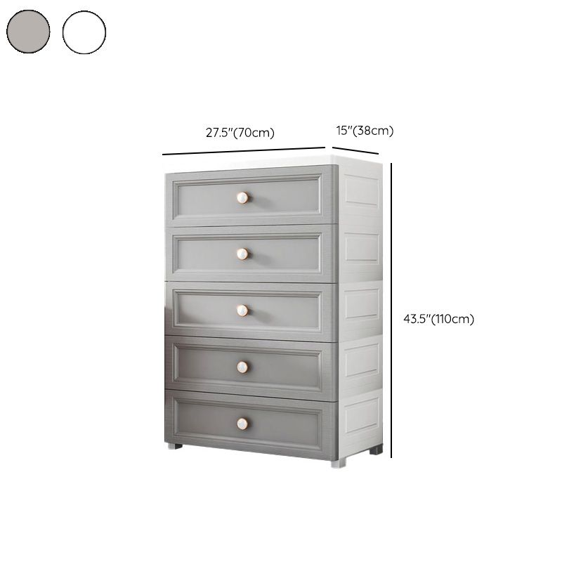 Contemporary Vertical Plastic Nursery Dresser in Gray/White for Bedroom