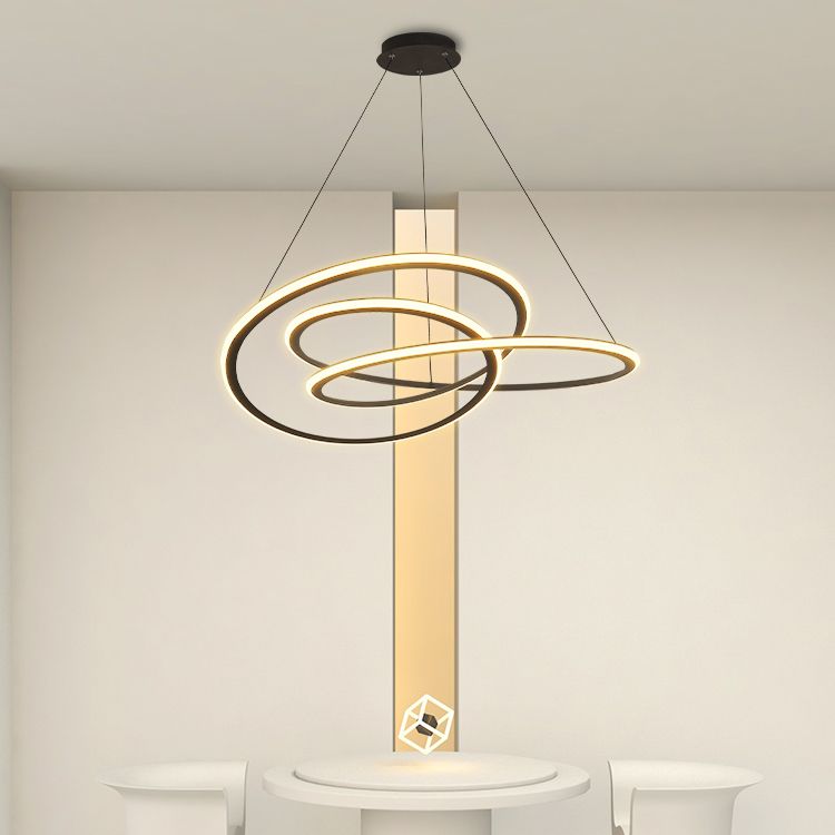 Twist Shade Metal Chandelier Light Modern 1- Light Chandelier Lighting Fixture in Black