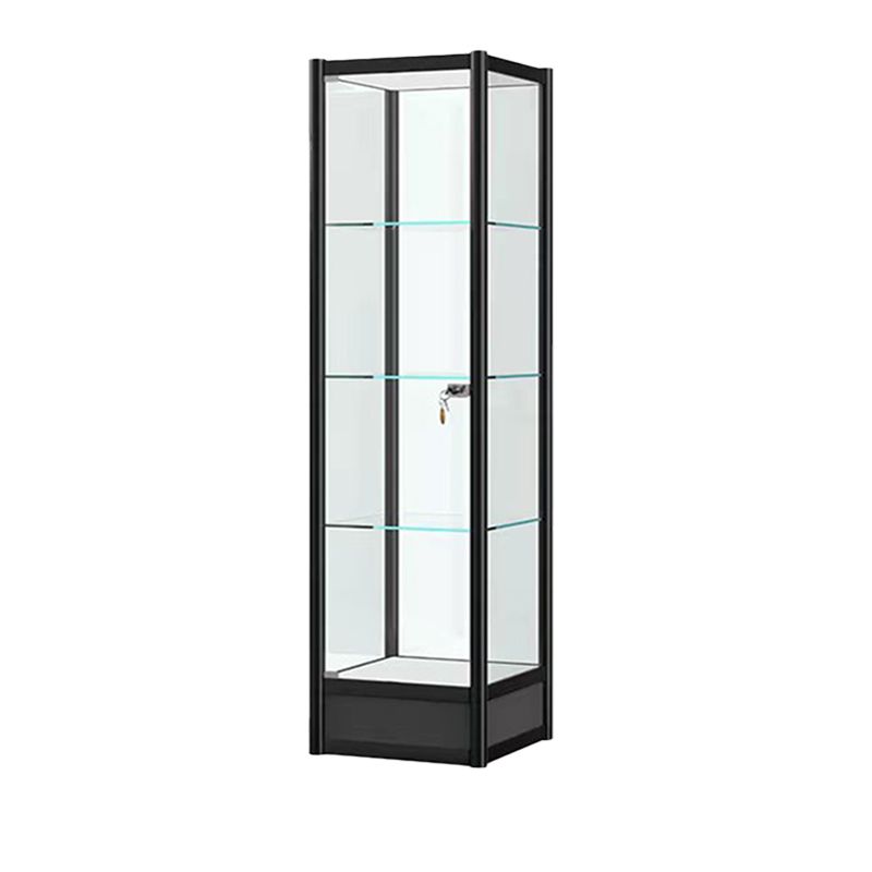 Modern Black China Cabinet Metal Curio Cabinet with Glass Shelves