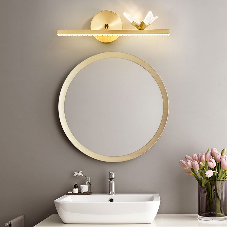 Modern Minimalist Streamlined Wall Mounted Vanity Lights Copper Vanity Wall Light Fixtures for Bathroom