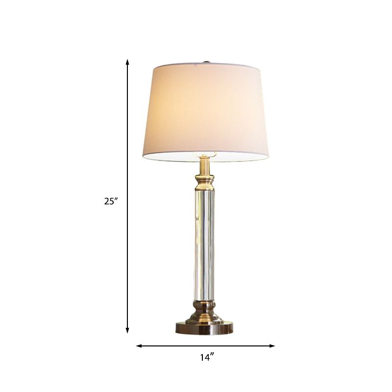 Contemporary 1 Head Task Light Gold Wide Flare Nightstand Lamp with Fabric Shade