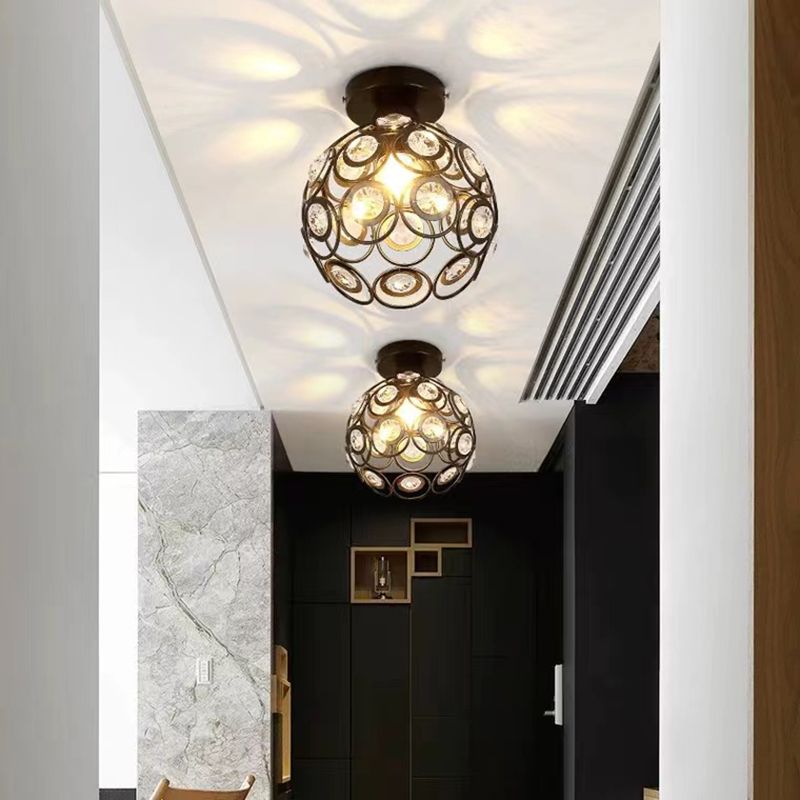 Modern Crystal Ceiling Light Minimalist Flush Mount Light Fixture for Bedroom