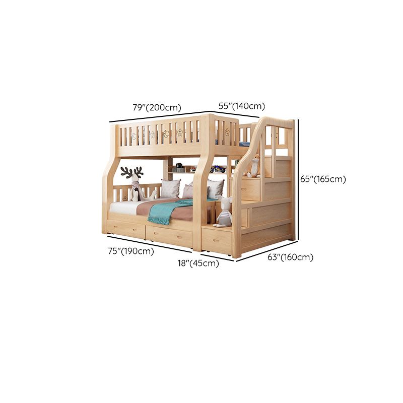 Gender Neutral Kids Bed No Theme Natural Solid Wood Bunk Bed with Mattress