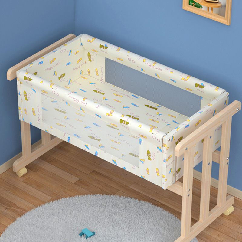 Solid Wood Rectangle Crib Cradle Upholstered Crib Cradle for Baby